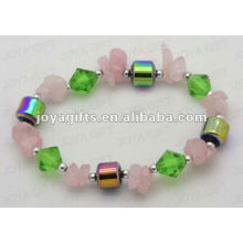 Hematite Rose Quartz Chip Beaded bracelet